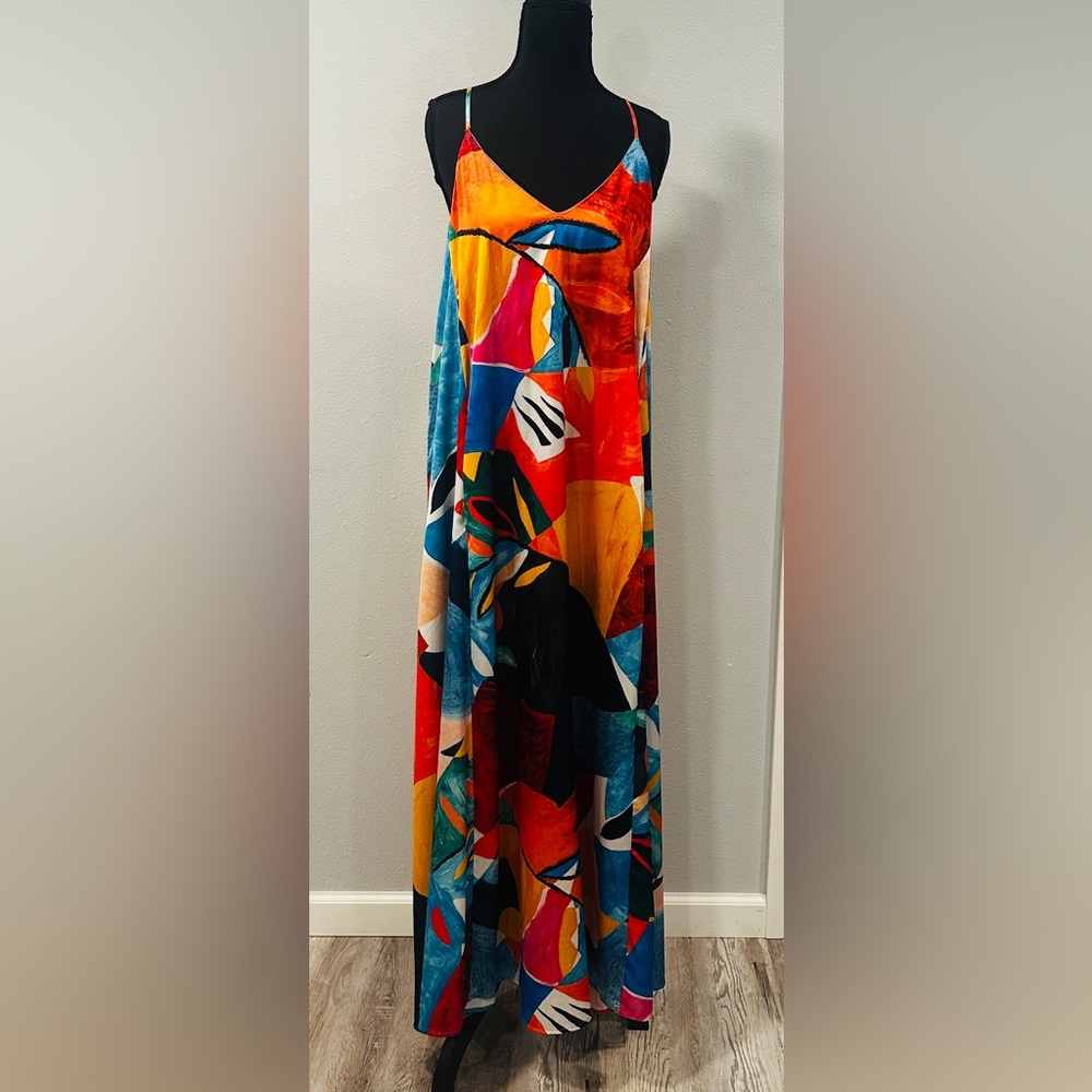 Nicole Miller New York - Vibrant Flowing Abstract Print Dress